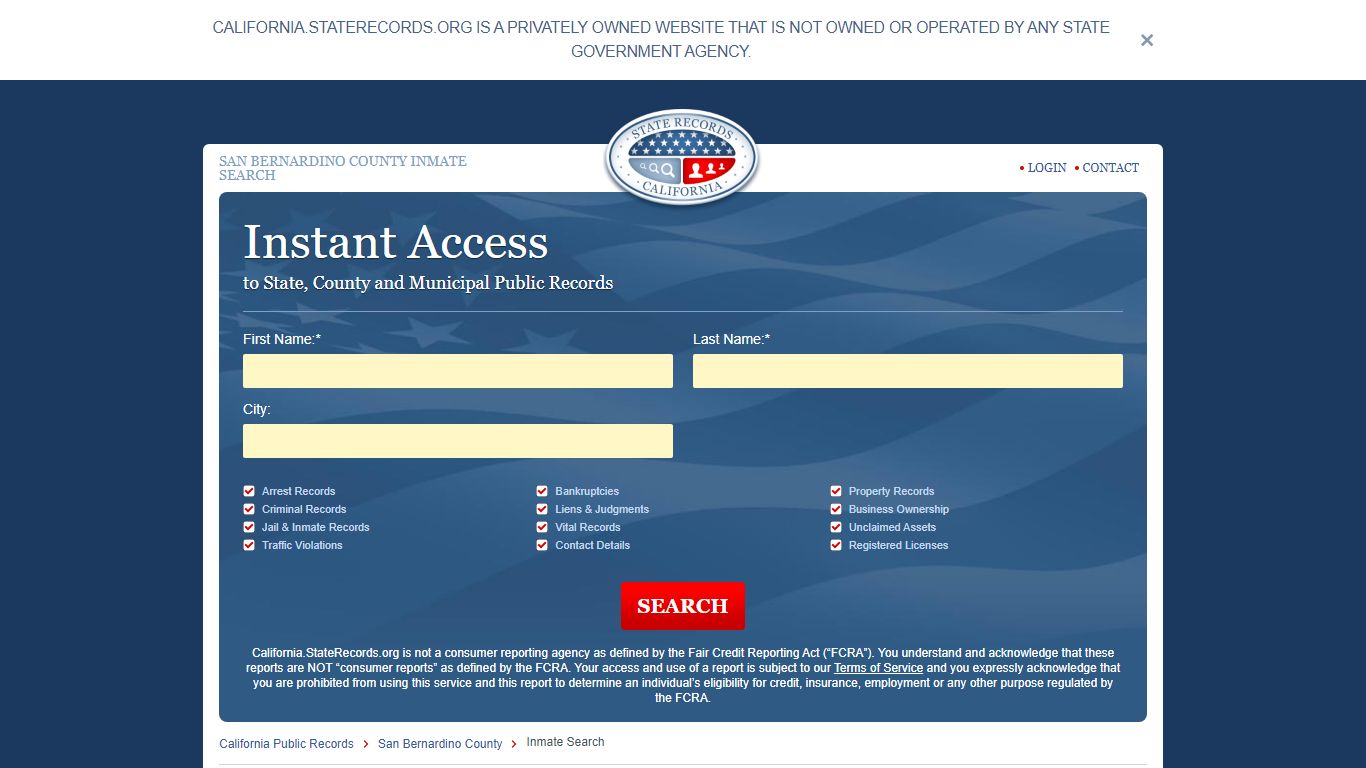 San Bernardino County Inmate Search - StateRecords.org
